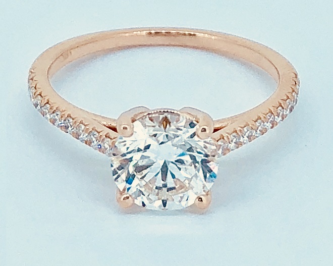 1.5ct Round Diamond Center Rose Gold Nova Style Ring