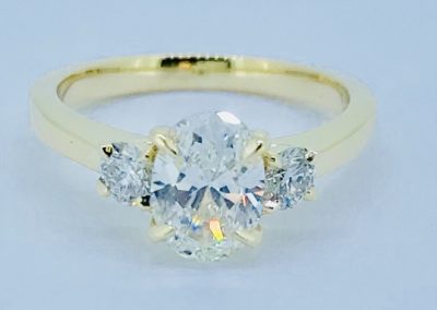 1ct Oval Diamond Center 3-Stone Ring