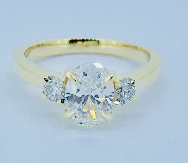 1ct Oval Diamond Center 3-Stone Ring