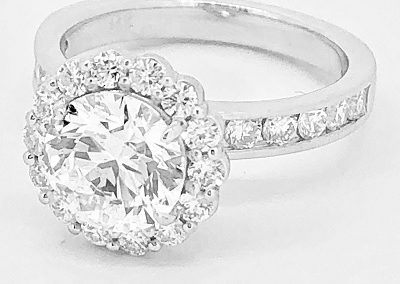 Halo Ring with 1.80ct Round Brilliant Cut Center Diamond